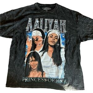 Aaliyah R&B Princess of R&B Women’s Black Graphic T-Shirt Size XL (1X) Music Tee